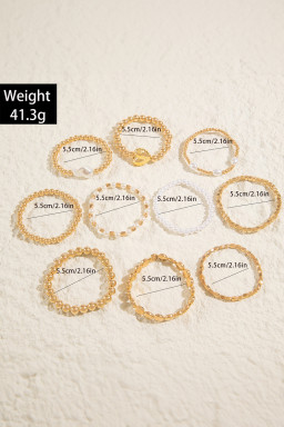Gold Minimalist Style Heart & Pearl Beaded Bracelet Set