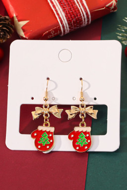 Gold Bow & Glove Christmas Dangle Earring