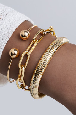 Gold 3pcs Minimalist Stackable Bracelet Set
