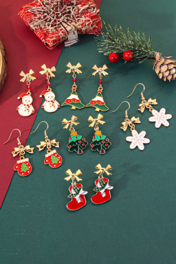 Gold Bow & Glove Christmas Dangle Earring