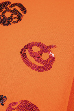 Carrot Dancing Skeleton Sequin Halloween Crewneck Sweatshirt