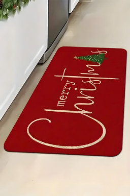 Fiery Red Merry Christmas Entrance Mat