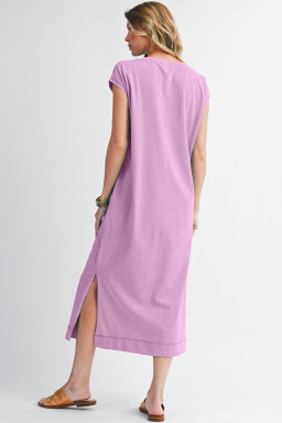 Wisteria Mineral Wash Pocketed T-shirt Dress