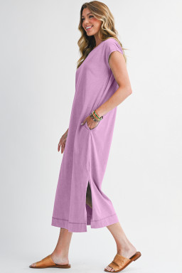 Wisteria Mineral Wash Pocketed T-shirt Dress