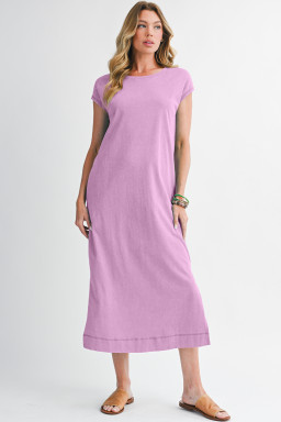 Wisteria Mineral Wash Pocketed T-shirt Dress