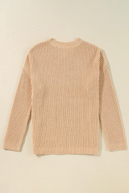 Apricot Plain Side Slits Oversized Sweater