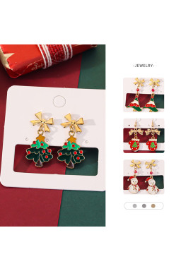 Gold Bow & Glove Christmas Dangle Earring