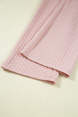 Delicacy Braided Texture Ruffle Hem Top Drawstring Loose Pants Set