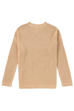 Apricot Plain Side Slits Oversized Sweater