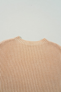 Apricot Plain Side Slits Oversized Sweater