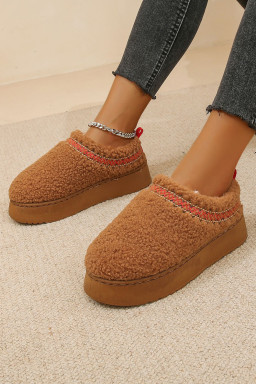 Chestnut Contrast Edge Plush Thick Sole Slippers