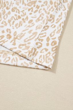 Khaki Plus Size Ruffle Arm Leopard Sweatshirt