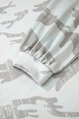 Multicolour Camouflage Print Exposed Seam Drop Shoulder Sweatshirt