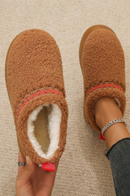 Chestnut Contrast Edge Plush Thick Sole Slippers