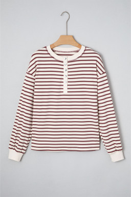 Red Dahlia Striped Henley Top
