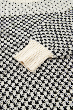 Black Colorblock Bishop Sleeve Knit Sweater