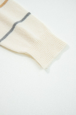 Multicolour Striped Buttoned Front V Neck Drop Shoulder Cardigan