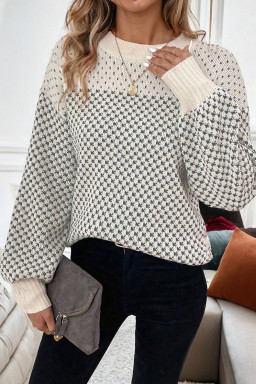 Black Colorblock Bishop Sleeve Knit Sweater