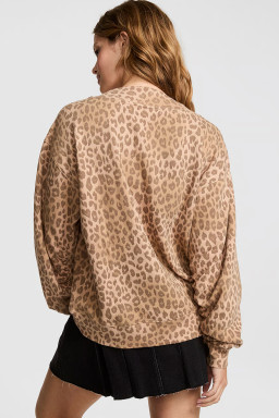 Light French Beige Leopard Pullover Mini Skirt Set