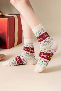 Parchment 5 Pairs Christmas Reindeer Print Socks Set