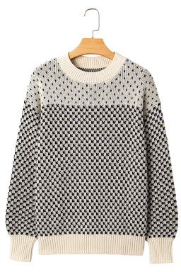 Black Colorblock Bishop Sleeve Knit Sweater