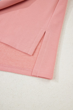 Peach Blossom Flower Applique Patchwork Drop Sleeve Pullover Sweatshirt