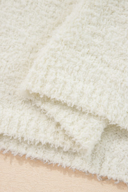 White Casual Striped Drop Sleeve Hooded Sweater