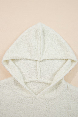 White Casual Striped Drop Sleeve Hooded Sweater