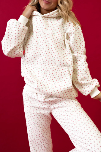 Conjunt de pantalons amb caputxa i butxaca de cangur floral rosa