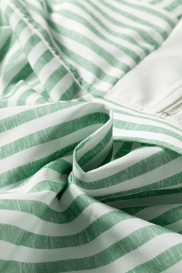 Green Striped Zipper Collar Long Sleeve Top