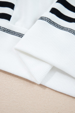 White Striped Colorblock Patchwork Oversized Sweatshirt