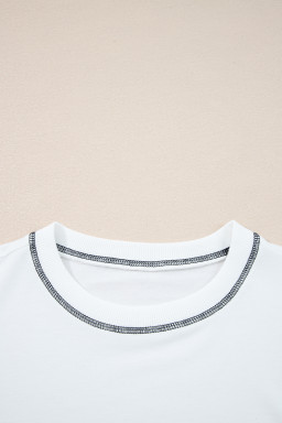 White Striped Colorblock Patchwork Oversized Sweatshirt