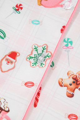 Pink Christmas Spirit Cute Holiday Print Short Sleeve Shirt and Pants Pajama Set