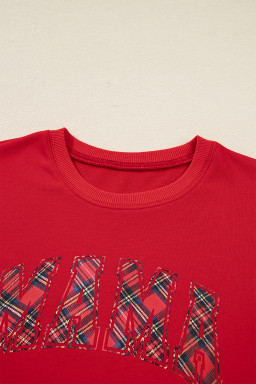 Red Plaid MAMA Graphic Christmas Holiday Crewneck Pullover and Pants Lounge Set