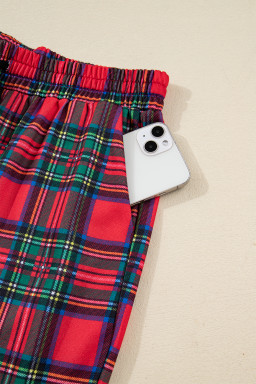 Red Plaid MAMA Graphic Christmas Holiday Crewneck Pullover and Pants Lounge Set