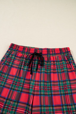 Red Plaid MAMA Graphic Christmas Holiday Crewneck Pullover and Pants Lounge Set