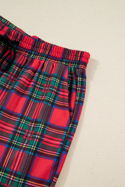 Red Plaid MAMA Graphic Christmas Holiday Crewneck Pullover and Pants Lounge Set