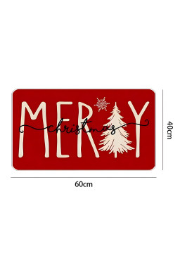 Fiery Red MERRY Christmas Print Entrance Mat