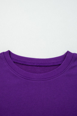 Tillandsia Purple Varsity Stripe Detail Drop Shoulder Pullover Mini Skort Set