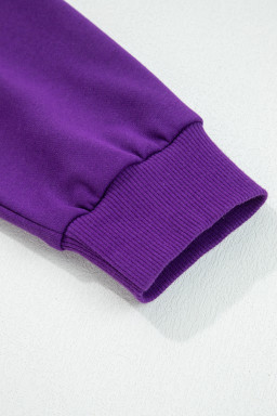 Tillandsia Purple Varsity Stripe Detail Drop Shoulder Pullover Mini Skort Set