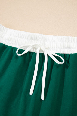 Evergreen Varsity Stripe Detail Drop Shoulder Pullover Mini Skort Set