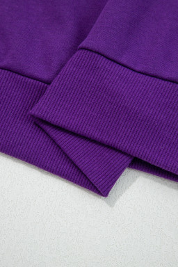 Tillandsia Purple Varsity Stripe Detail Drop Shoulder Pullover Mini Skort Set