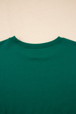 Evergreen Varsity Stripe Detail Drop Shoulder Pullover Mini Skort Set