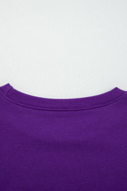 Tillandsia Purple Varsity Stripe Detail Drop Shoulder Pullover Mini Skort Set