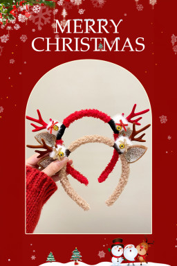 Fiery Red Christmas Reindeer Antlers Headband