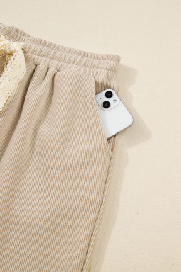 Jet Stream Drawstring Pullover Hoodie and High Waist Pants Corduroy Suit