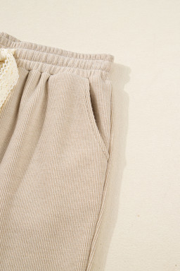 Jet Stream Drawstring Pullover Hoodie and High Waist Pants Corduroy Suit