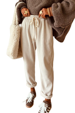 Jet Stream Drawstring Elastic Waist Corduroy Pants
