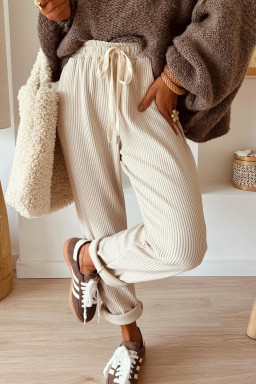 Jet Stream Drawstring Elastic Waist Corduroy Pants