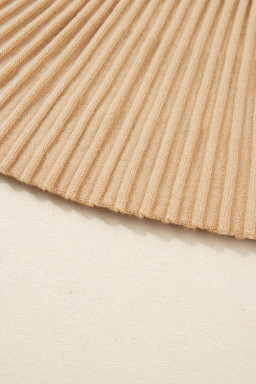 Smoke Gray Lantern Sleeve Sweater Pleated Knitted Mini Skirt Set